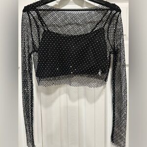 Cropped fishnet top Gems